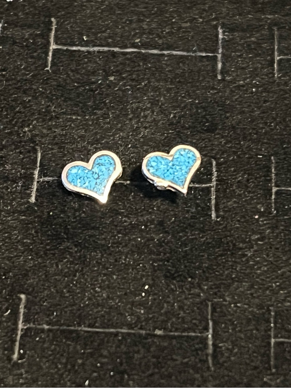 Silver Turquoise Heart Stud Earrings - Women Jewelry